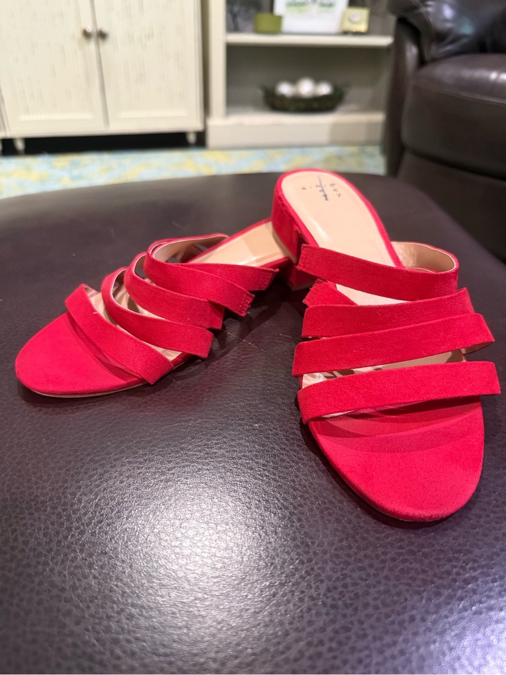 a new day Red Strappy Slide Mules